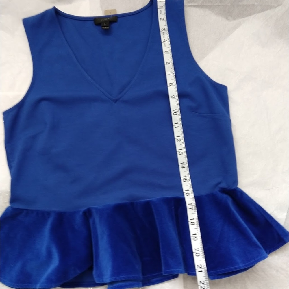 J. Crew Velvet Peplum Blue Top. - Picture 3 of 3